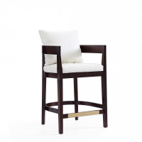 Manhattan Comfort CS006-IV Ritz 34 in. Ivory and Dark Walnut Beech Wood Counter Height Bar Stool